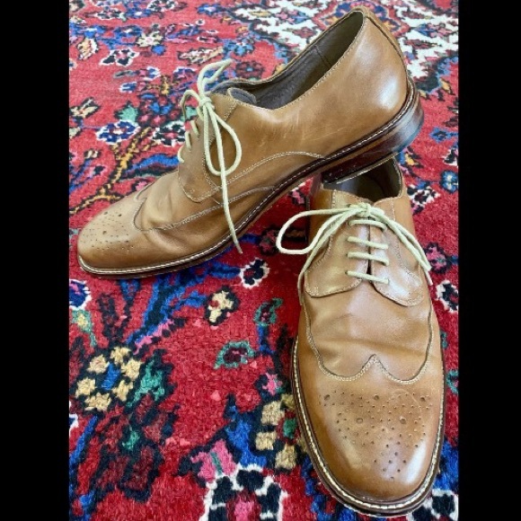 Banana Republic Shoes | Banana Republic Mens Brown Leather Wing Tip Lace Up Dress Shoes Perforated 12M | Color: Brown/Tan | Size: 12 | Artgal1990's